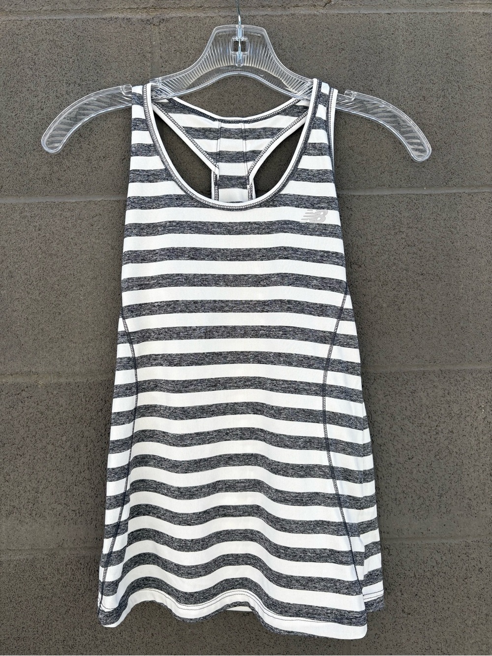New Balance White and Gray Striped Racerback Tank